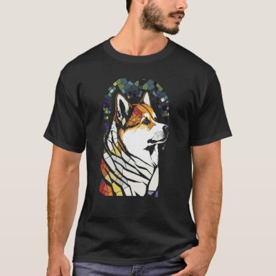 Akita Inu Colorful Stained Glass Pop T-Shirt