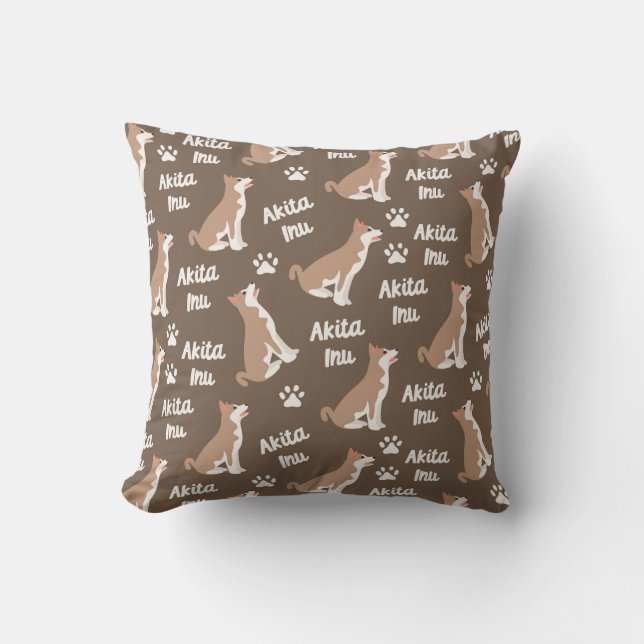 Akita Inu Delight Throw Pillow (Front)