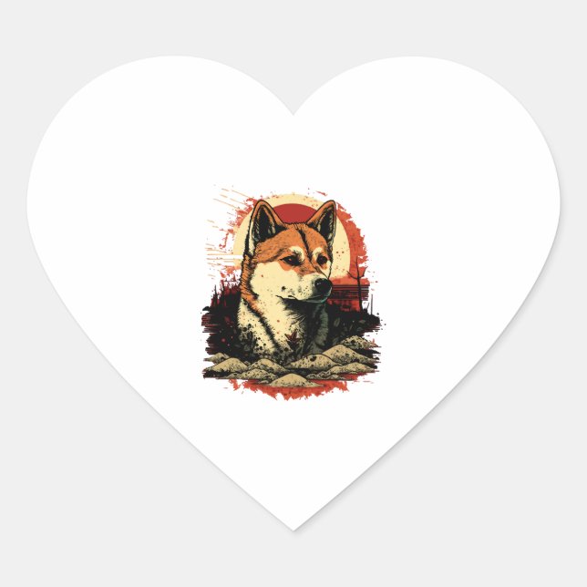 Akita Inu Dog Heart Sticker (Front)