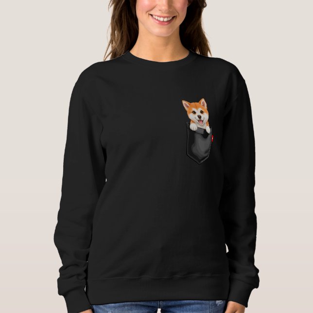 Akita Inu Dog in Pocket Peeking Cute Puppy Dog   2 Sweatshirt (Front)