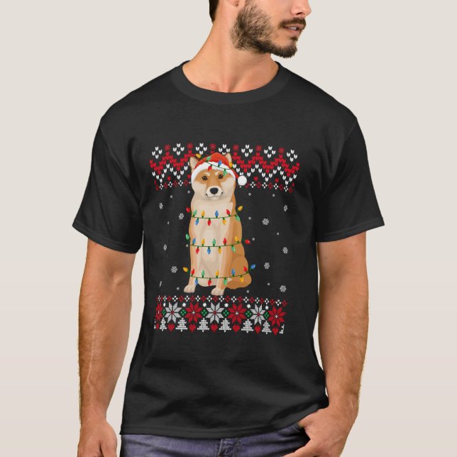 Akita Inu Dog Santa Hat Men Women Kids Ugly Christ T-Shirt (Front)