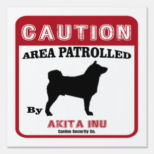 Akita Inu Dog Warning Red Funny Sign