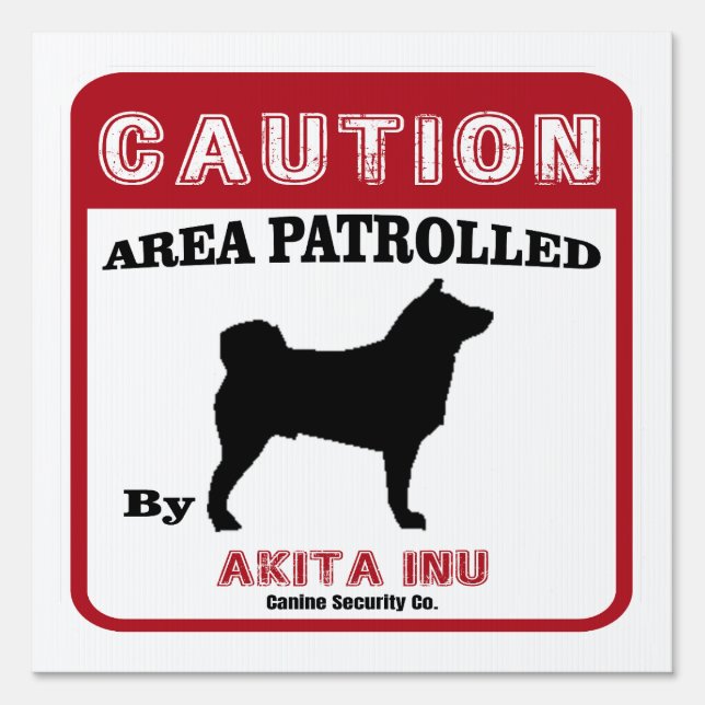 Akita Inu Dog Warning Red Funny Sign (Front)