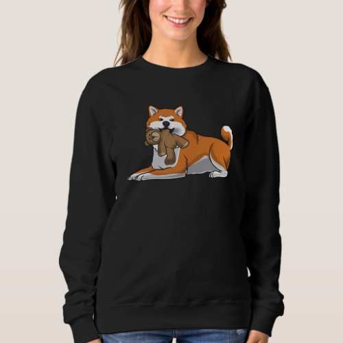 Akita Inu Dog With Stuffed Animal And Hearts Sweatshirt