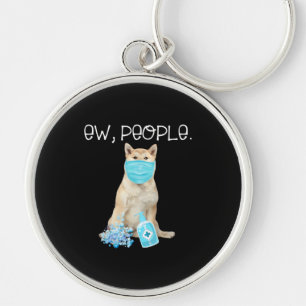 Akita inu ew people dog wearing a face mask gift keychain