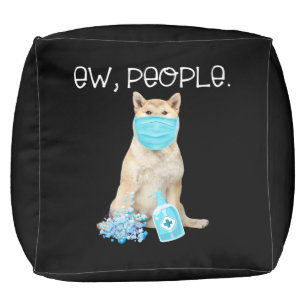 Akita inu ew people dog wearing a face mask gift pouf