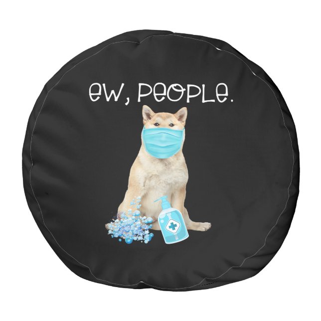 Akita inu | ew people dog wearing a face mask gift pouf (Bottom)