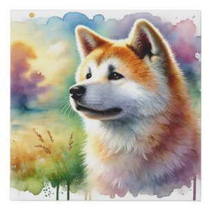 Akita Inu in Serenity 071124AREF139 - Watercolor Faux Canvas Print