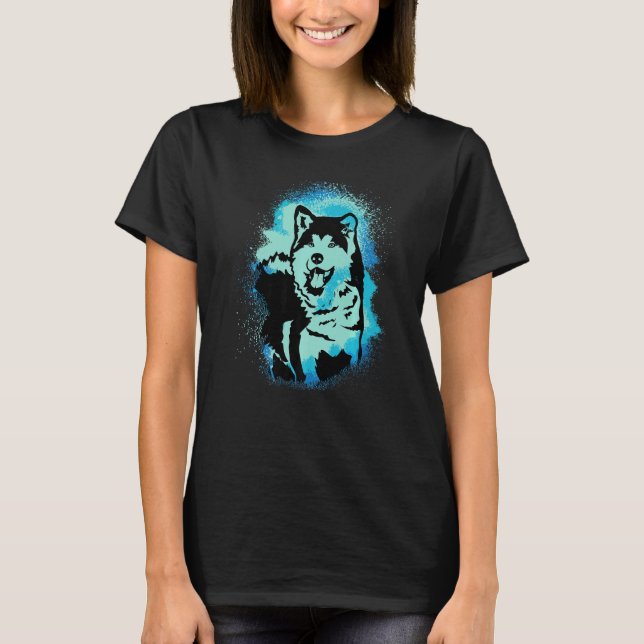 Akita Inu Paint Blue Design Dog Mom Dad Premium T-Shirt (Front)