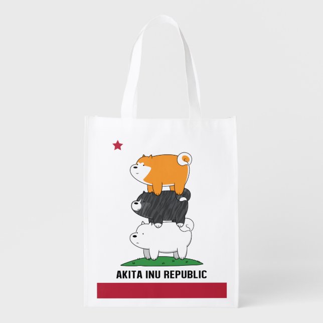 Akita Inu Republic Grocery Bag (Front)