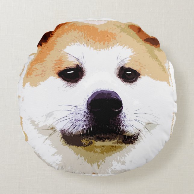 Akita Inu Round Pillow (Front)
