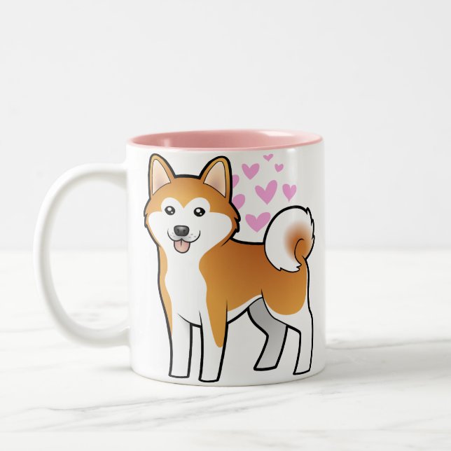 Akita Inu / Shiba Inu Love Two-Tone Coffee Mug (Left)