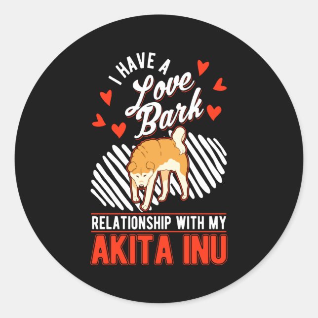 Akita Inu Valentines Day Japanese Akita  Classic Round Sticker (Front)