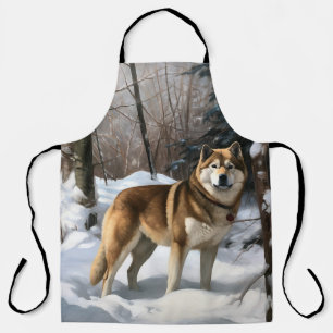 Akita Let It Snow Christmas  Apron