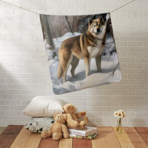 Akita Let It Snow Christmas Baby Blanket