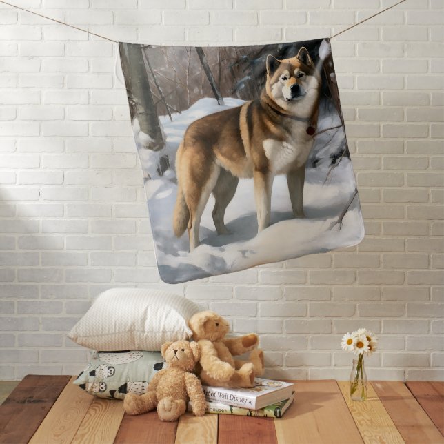 Akita Let It Snow Christmas  Baby Blanket (In Situ)