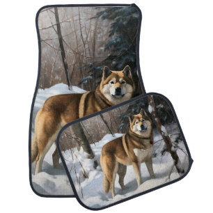 Akita Let It Snow Christmas Car Floor Mat