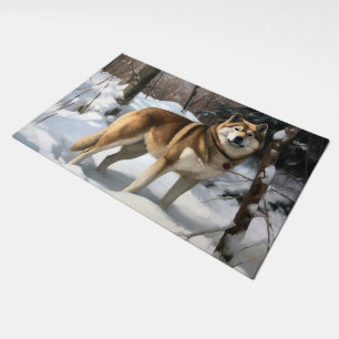 Akita Let It Snow Christmas  Doormat