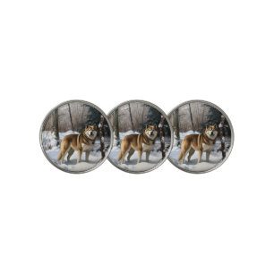 Akita Let It Snow Christmas Golf Ball Marker