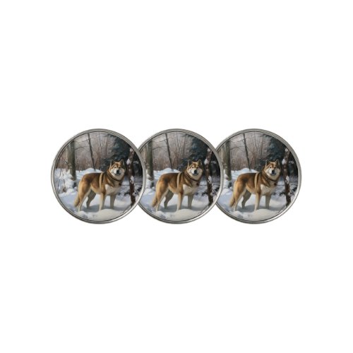 Akita Let It Snow Christmas  Golf Ball Marker