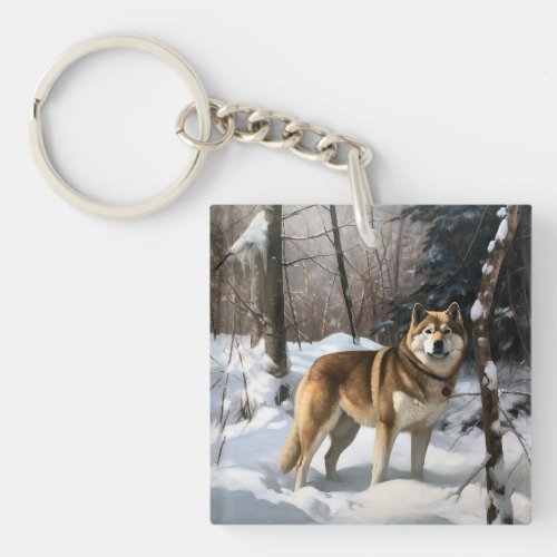 Akita Let It Snow Christmas  Keychain