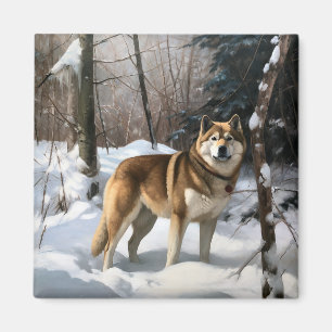 Akita Let It Snow Christmas  Magnet