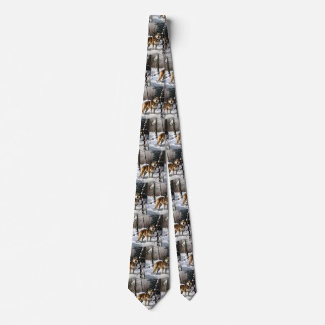 Akita Let It Snow Christmas  Neck Tie (Front)