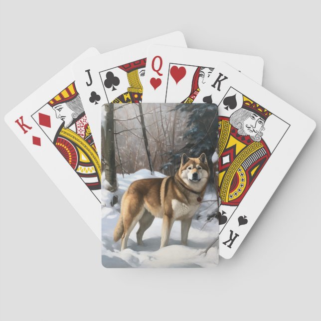 Akita Let It Snow Christmas  Poker Cards (Back)