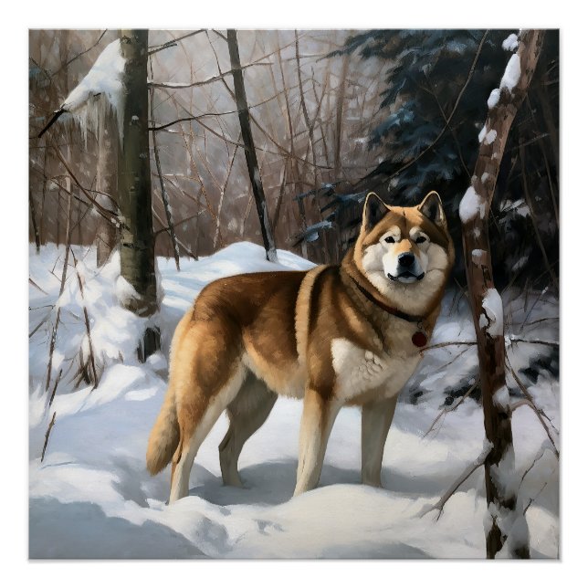 Akita Let It Snow Christmas  Poster (Front)