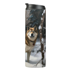 Akita Let It Snow Christmas  Thermal Tumbler