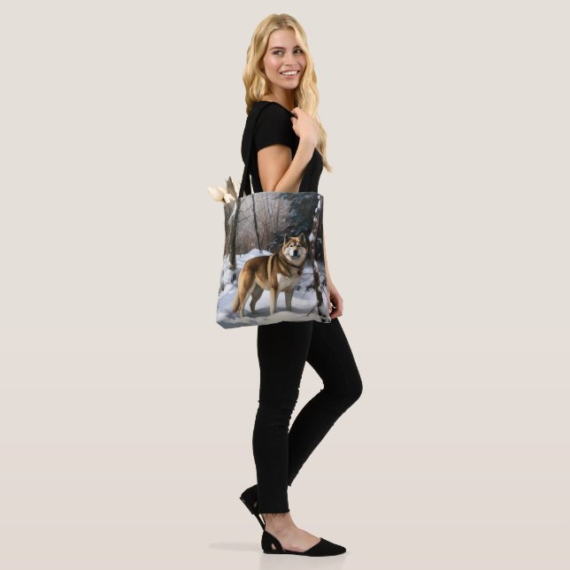 Akita Let It Snow Christmas  Tote Bag (On Model)