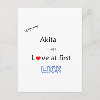 Akita Love at First Lick Postcard