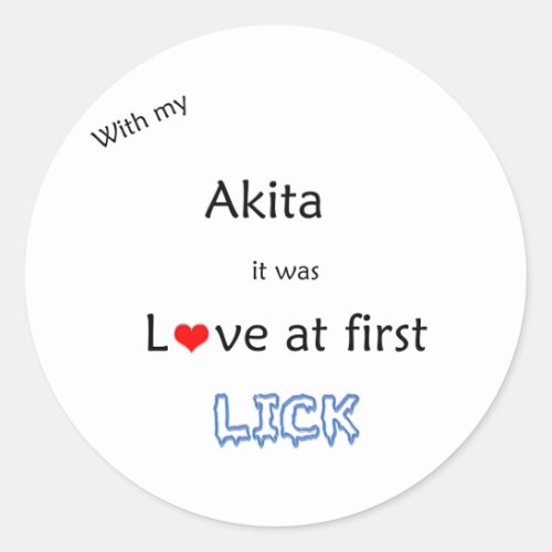 Akita Love at First Lick Sticker