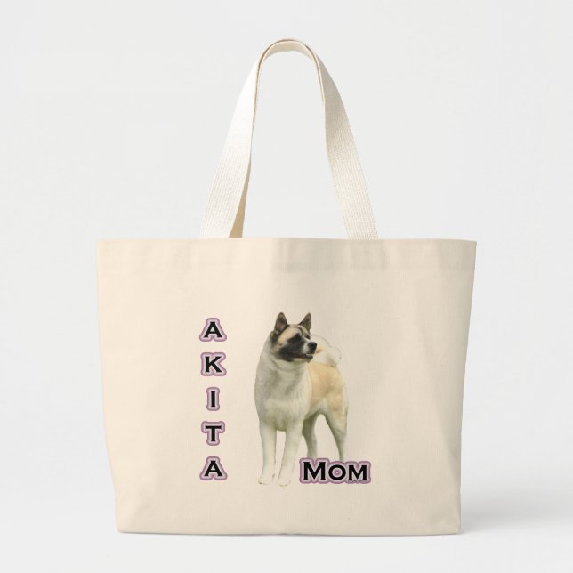 Akita Mom 4 Large Tote Bag (Front)