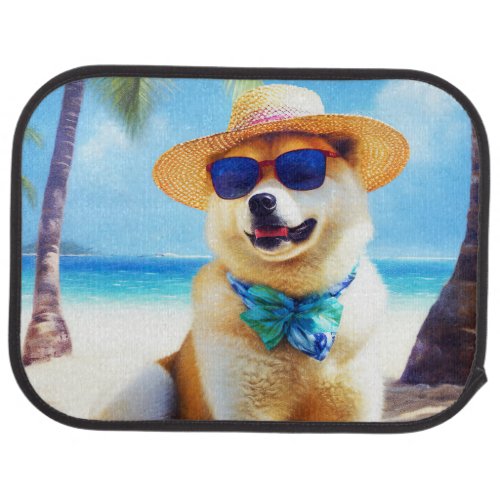 Akita on Beach summer gift for dog lovers Gift Ta Car Floor Mat