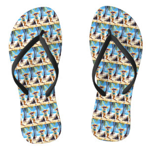 Akita on Beach, summer gift for dog lovers Gift Ta Flip Flops