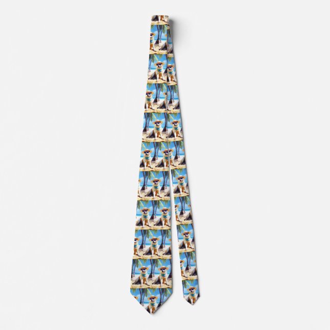 Akita on Beach, summer gift for dog lovers Gift Ta Neck Tie (Front)