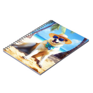 Akita on Beach, summer gift for dog lovers Gift Ta Notebook