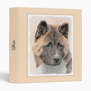 Akita Painting - Cute Original Dog Art 3 Ring Binder