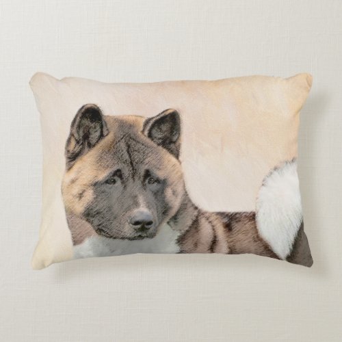 Akita Painting _ Cute Original Dog Art Accent Pillow