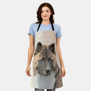 Akita Painting - Cute Original Dog Art Apron