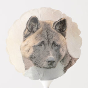 Akita Painting - Cute Original Dog Art Balloon