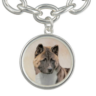 Akita Painting - Cute Original Dog Art Bracelet
