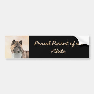 Akita Painting - Cute Original Dog Art Bumper Sticker