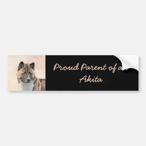 Akita Painting _ Cute Original Dog Art Bumper Sticker