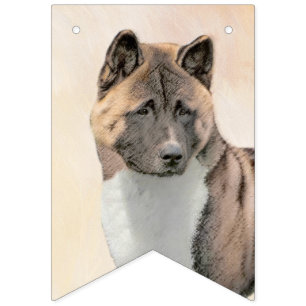 Akita Painting - Cute Original Dog Art Bunting Flags