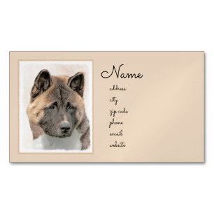 Akita Painting - Cute Original Dog Art Business Card Magnet
