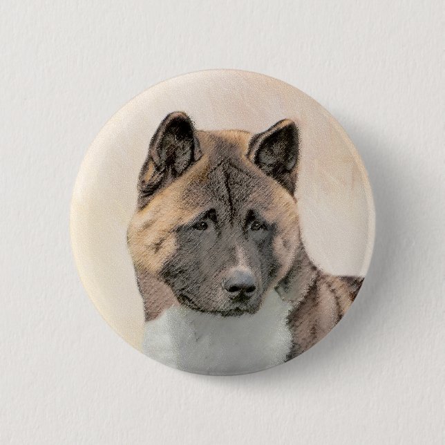 Akita Painting - Cute Original Dog Art Button (Front)