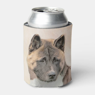 Akita Painting - Cute Original Dog Art Can Cooler