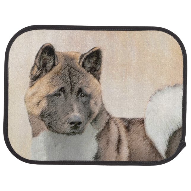 Akita Painting - Cute Original Dog Art Car Floor Mat (Rear)
